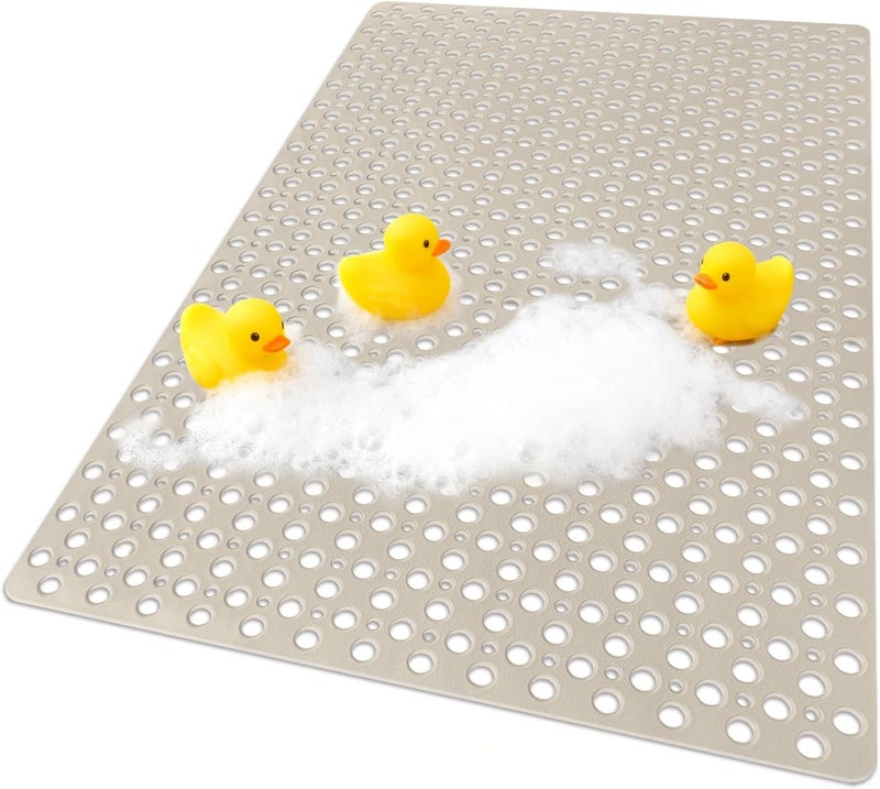 Yonala Extra Large Shower Mat, 47 x 32 Inch Non Slip Shower Mats for Inside Shower, Soft TPE Shower Floor Mat with Suction Cups and Drain Holes, Machine Washable Bathroom Shower Mat, Easy to Clean - Image 1